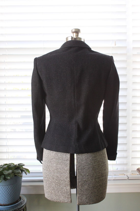 1940s Charcoal Suit Jacket with Metal Buttons - image 7