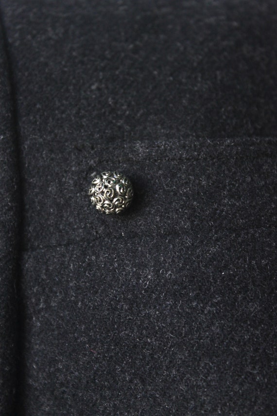 1940s Charcoal Suit Jacket with Metal Buttons - image 4