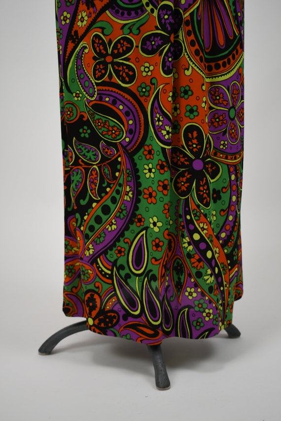 1960s-1970s Psychedelic Floral Paisley Print Maxi… - image 4