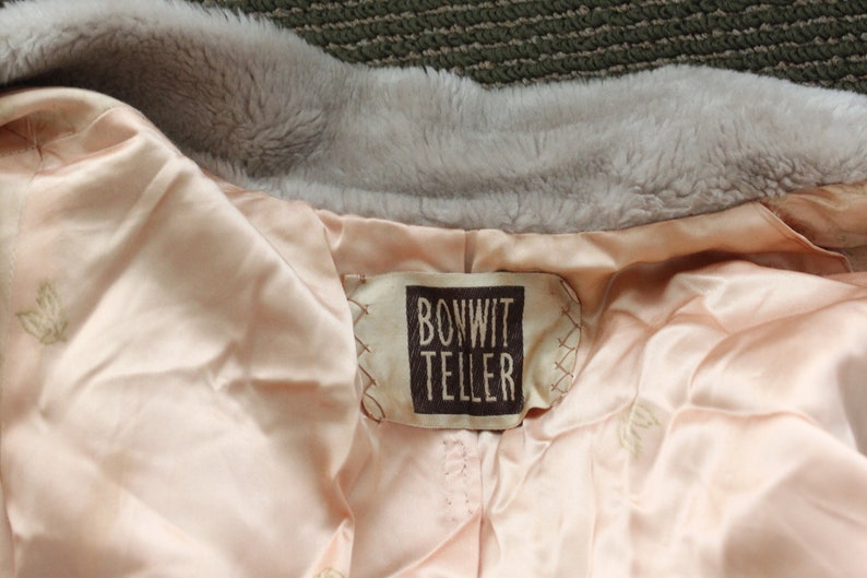 1950s Designer Label Bonwit Teller Faux Fur Swing Coat