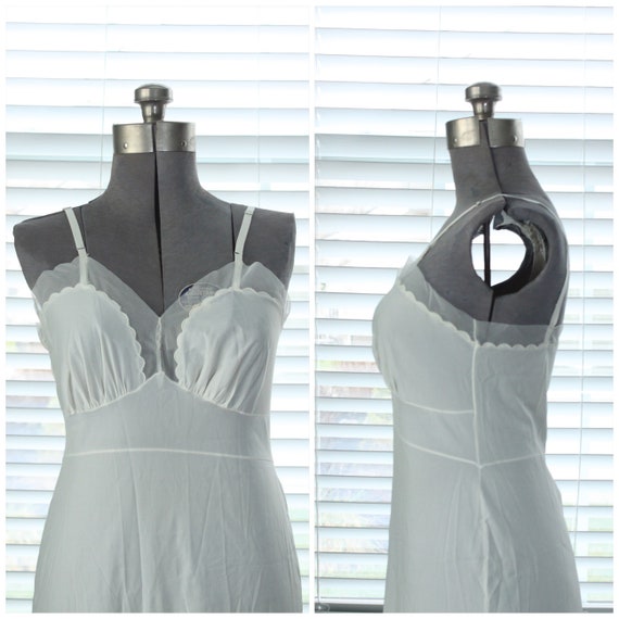 1940s Nylon Nightgown/Slip With Scalloped Cups an… - image 1