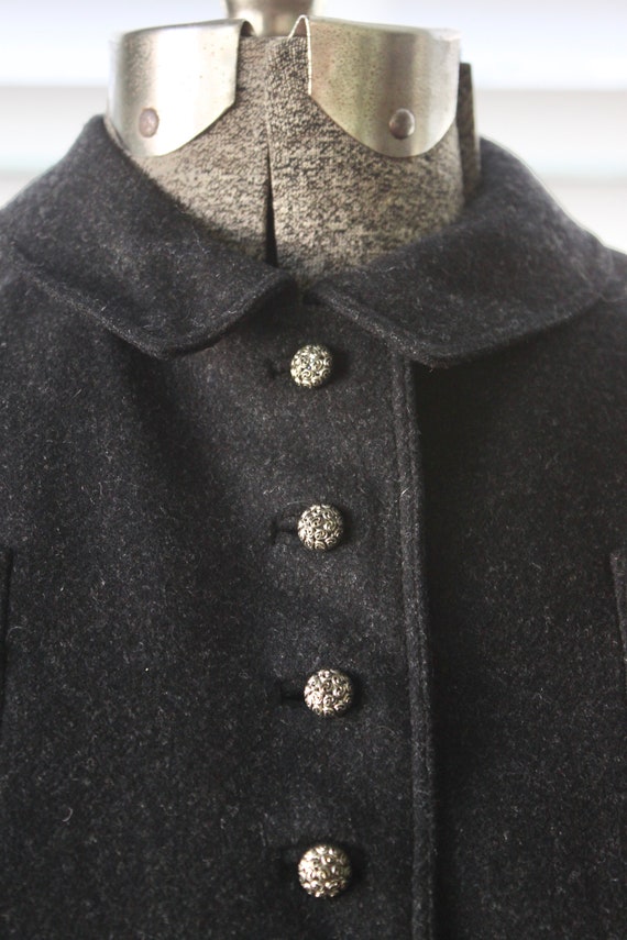 1940s Charcoal Suit Jacket with Metal Buttons - image 3