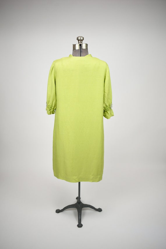 1960s Silk Blend Chartreuse Cocktail Ensemble wit… - image 8