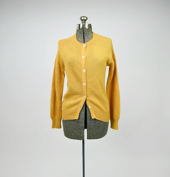 1960s Mustard Yellow Wool Knit Sweater by Pandora Gem