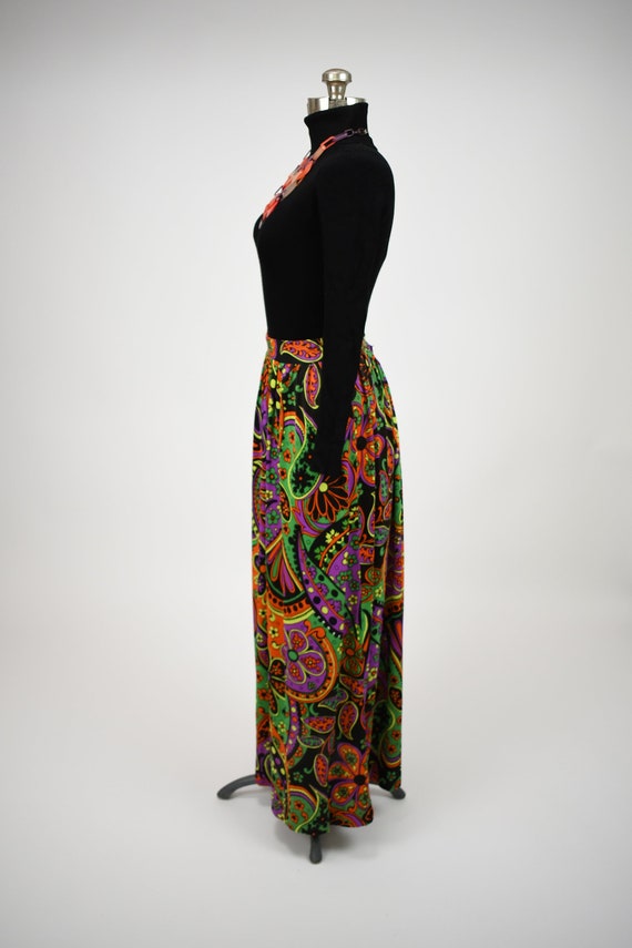 1960s-1970s Psychedelic Floral Paisley Print Maxi… - image 6