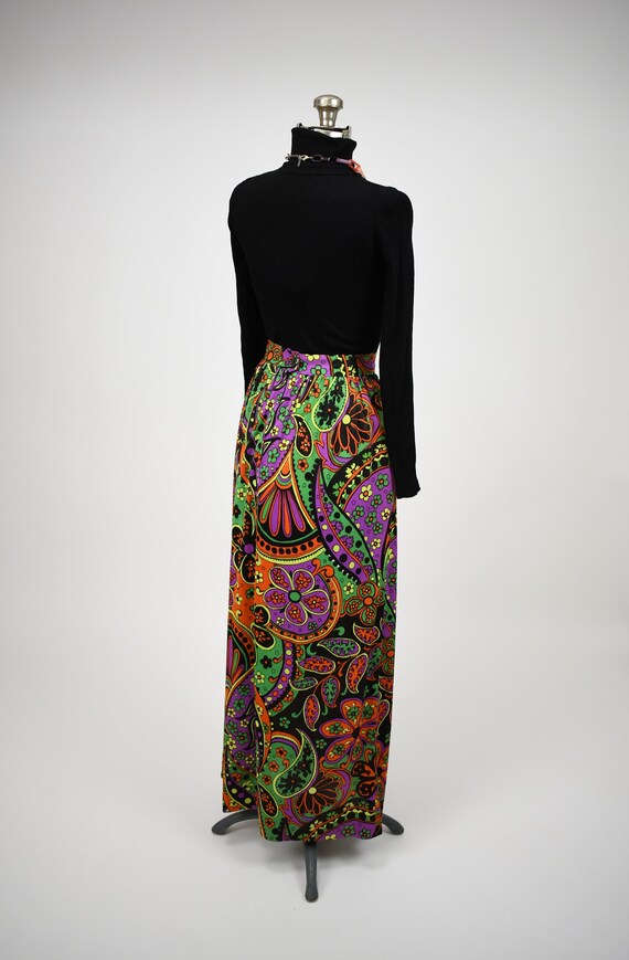 1960s-1970s Psychedelic Floral Paisley Print Maxi… - image 8