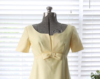 Late 1960s Empire Waist Gown in Pale Yellow