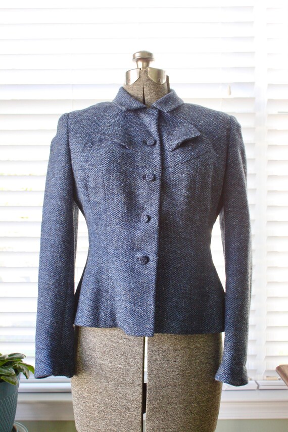 1940s-1950s John Wanamaker Blue Tweed Suit Jacket - image 5