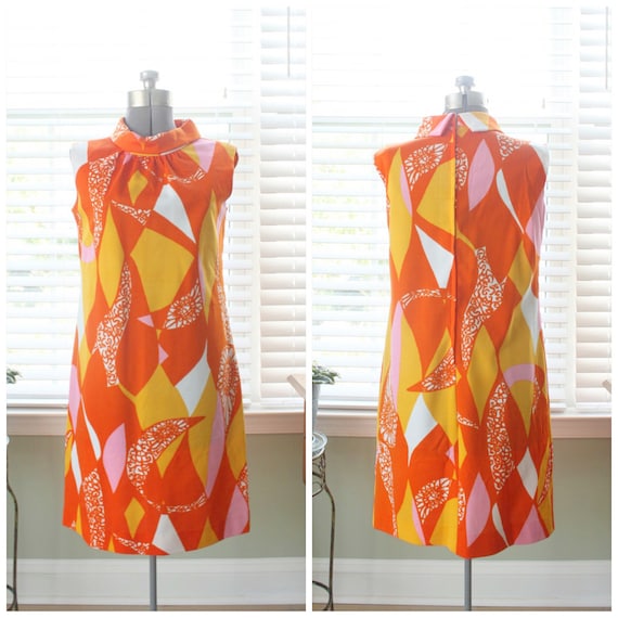 1960s Op-Art Psychedelic Print Baby-Doll Dress
