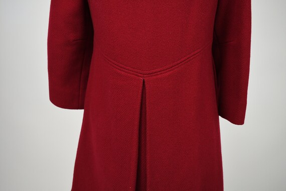 1960s Cranberry Red Wool Peacoat with Black Butto… - image 5