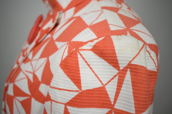 1960s Orange And White Geometric Triangle Op Art … - image 9