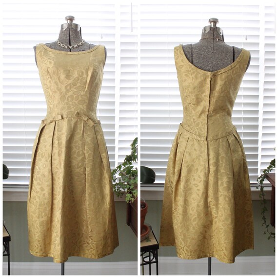 1950s Gold Brocade Cocktail Dress