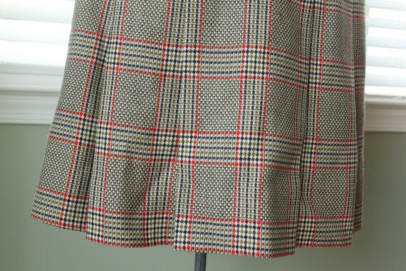 1970s Dress with Pussy Bow and Wool Check Skirt - image 4