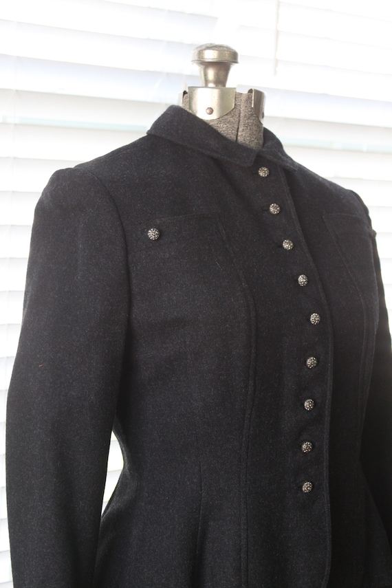 1940s Charcoal Suit Jacket with Metal Buttons - image 2