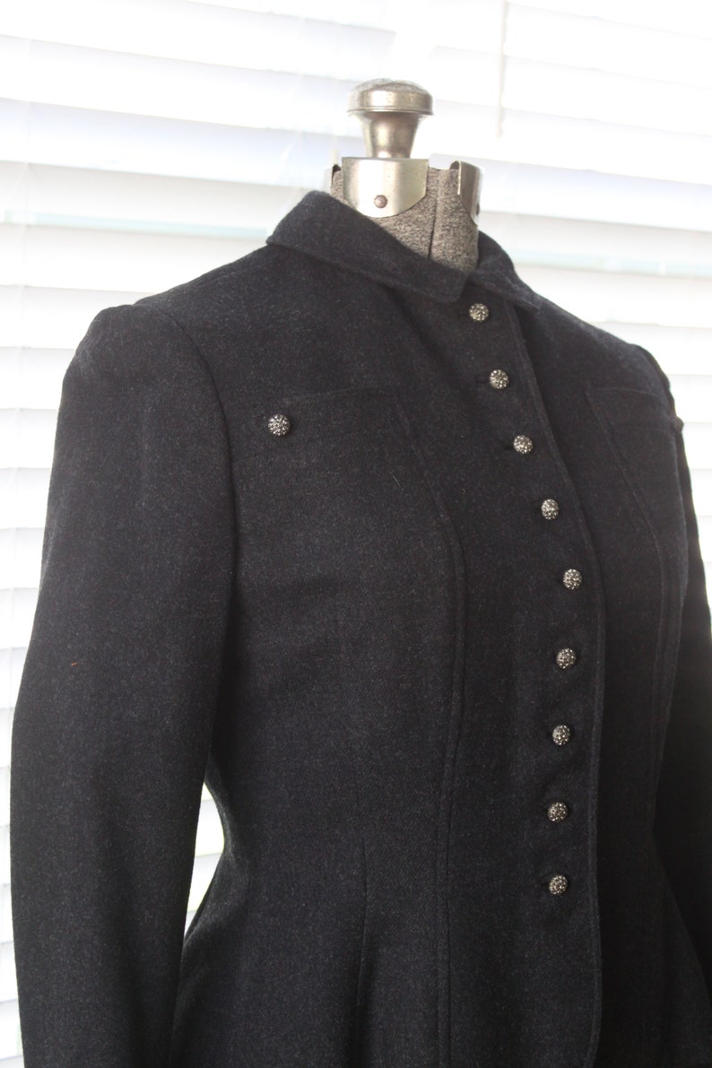 1940s Charcoal Suit Jacket with Metal Buttons
