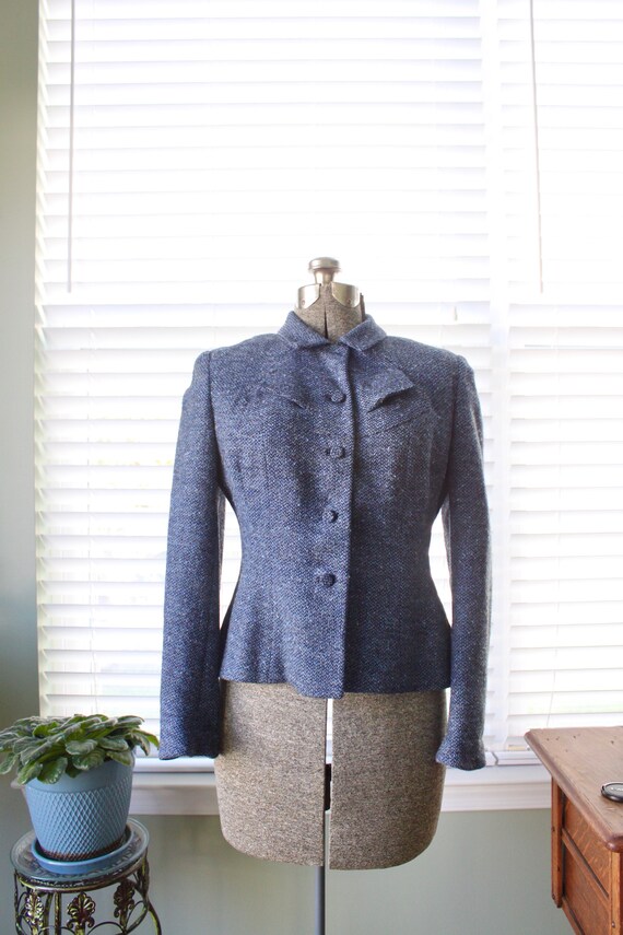 1940s-1950s John Wanamaker Blue Tweed Suit Jacket - image 4