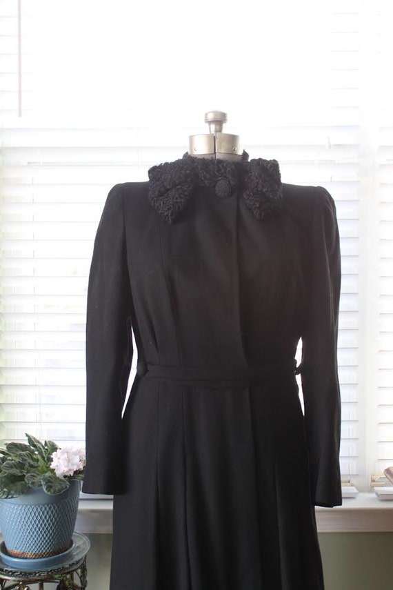 1930s-1940s Black Wool Princess Coat with Persian… - image 9