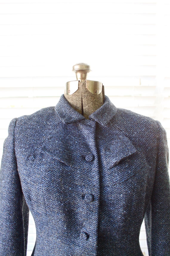 1940s-1950s John Wanamaker Blue Tweed Suit Jacket - image 3