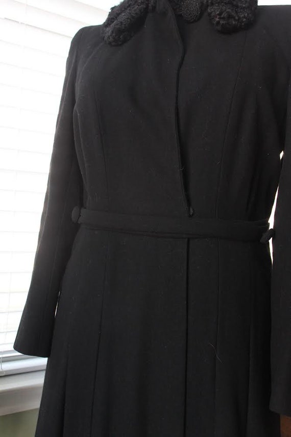 1930s-1940s Black Wool Princess Coat with Persian… - image 3