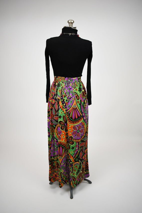 1960s-1970s Psychedelic Floral Paisley Print Maxi… - image 7