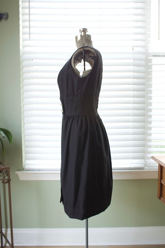 1960s Norman Sacks Black Cocktail Dress - image 6