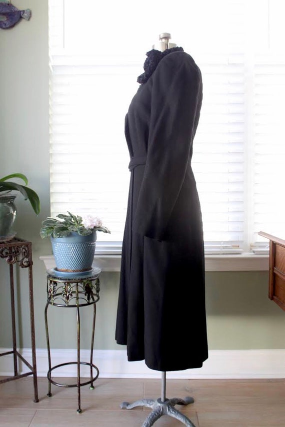 1930s-1940s Black Wool Princess Coat with Persian… - image 6