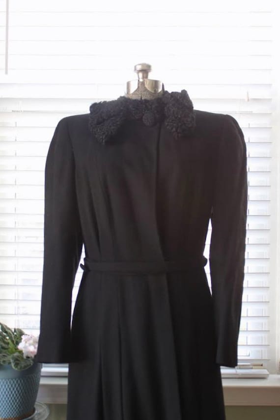 1930s-1940s Black Wool Princess Coat with Persian… - image 4