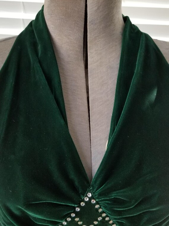 1960s Forest Green Velvet Gown with Rhinestones - image 6