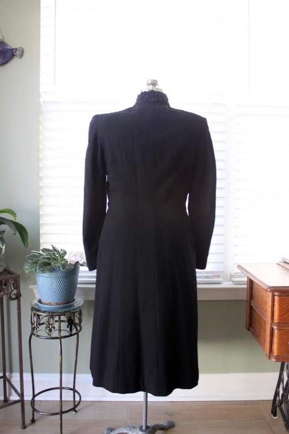 1930s-1940s Black Wool Princess Coat with Persian… - image 5