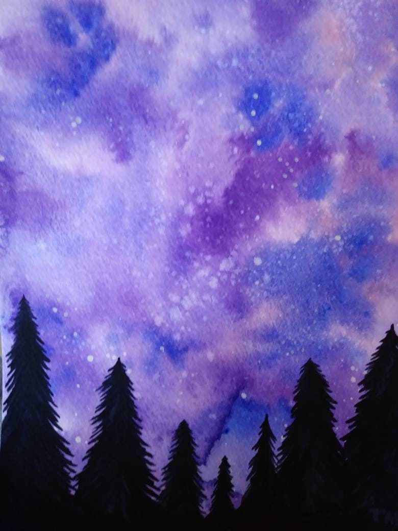 Night Sky Galaxy Original Watercolor - Etsy Ireland