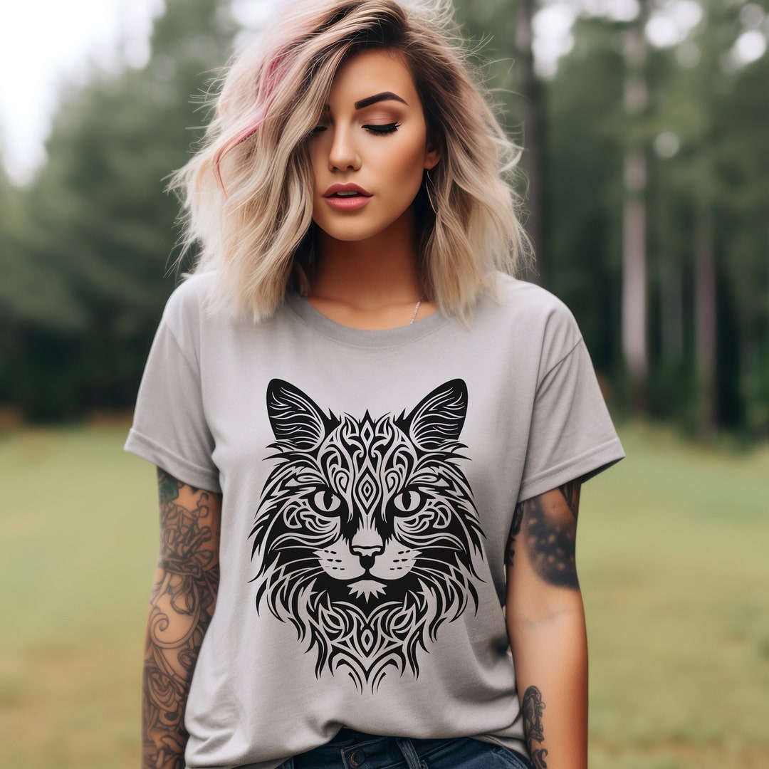 Celtic Cat Shirt Animal Graphic Tshirt Nature Lovers Kitten T Etsy