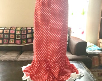 Bobbie brooks red polka dot maxi skirt