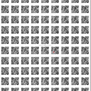 May include: A grid of numerous identical black and white square QR codes arranged in uniform rows and columns on a plain white background. Each individual code features a complex, high-contrast pattern of small black squares and white spaces.