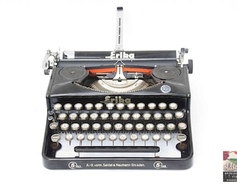 vintage typewriter ERIKA Mod. 5 black (tw83), 1940's, with ribbon, fully functional! very rare!