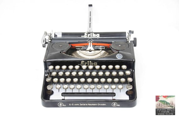 Vintage Typewriter ERIKA Mod. 5 Black (tw83), 1940's, With Ribbon