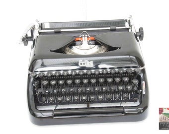 Máquina de escribir ERIKA Mod. 10 (TW82) negra vintage / Años 50 / Totalmente funcional / Con cinta / Pieza de colección rara