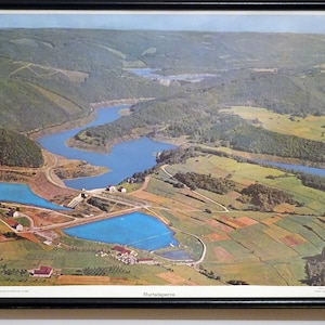 carta scolastica d'epoca / diga "Rurtalsperre", bacino idrico, anni '70 rara! Carta scolastica, retrò, vintage, poster, mappa scolastica originale