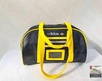 sac de sport vintage Adidas 02 original des années 1980 - noir / jaune - rare ! collectionneur d'antiquités