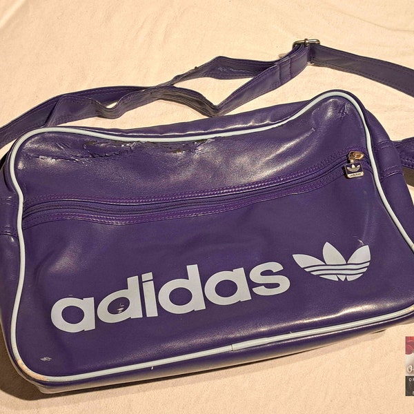 bolsa de deporte vintage Adidas 27 original 1980s - púrpura - raro! coleccionista de antigüedades