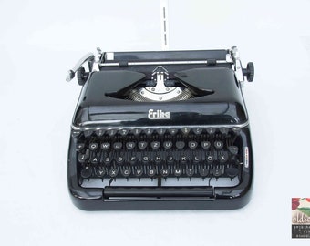 vintage typewriter ERIKA Mod. 10 black (tw63), 1960's, with ribbon, fully functional!