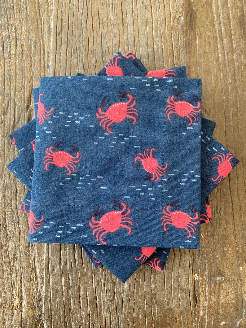 GinMillTextiles Crab Cocktail Napkins - Thumbnail 4