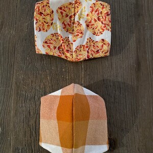 Olson cotton Face mask with optional filter pocket Orange check flannel