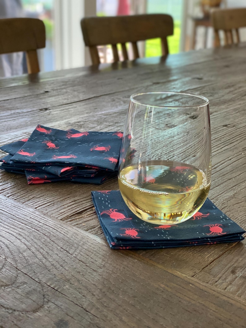 GinMillTextiles Crab Cocktail Napkins - Thumbnail 2