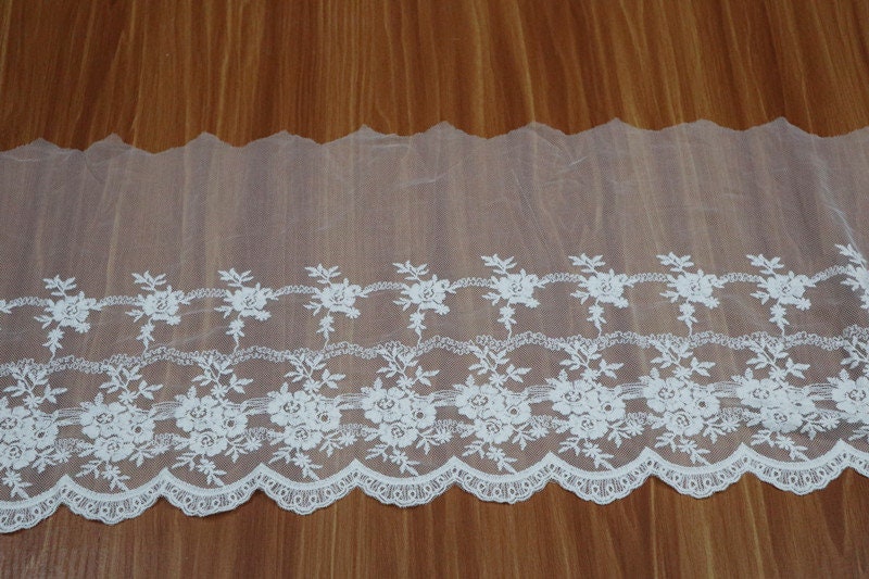 Ivory Cotton Embroidered Lace Trims French Lace Trimming for - Etsy