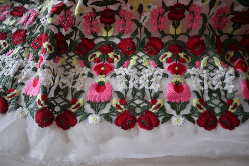 organza lace fabric for bridal dress costume dress sewing garment accessories 5 yards multi colors red rose heavy embroideried lace fabric