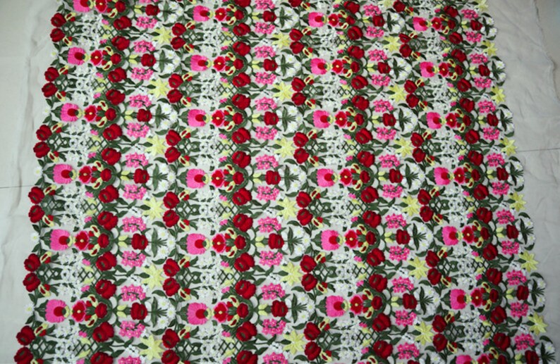 organza lace fabric for bridal dress costume dress sewing garment accessories 5 yards multi colors red rose heavy embroideried lace fabric