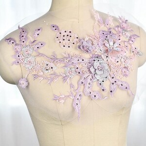 peach and gold Lace 3D flowers appliques coral pink lace appliques for bridal dress girls dance costume dress sewing accessories
