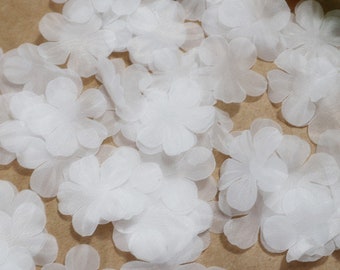 3.5cm off white fabric flower petal,  organza floral patels for bridal dress costume dress sewing accessories