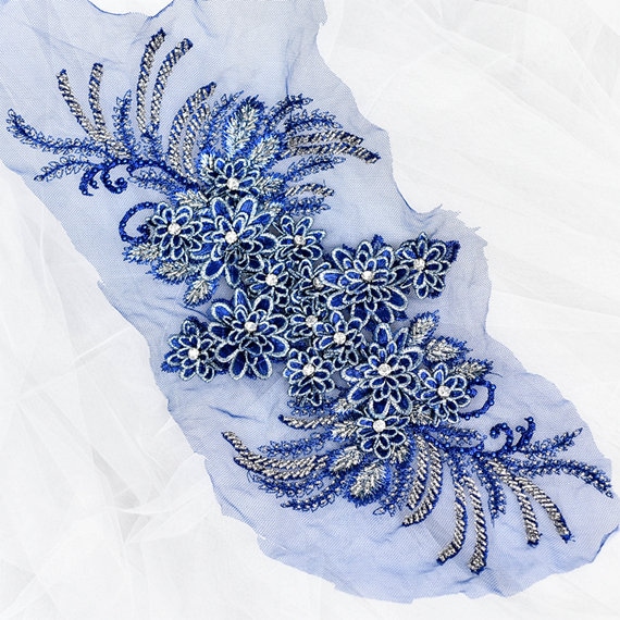 3D Blumen Bestickte Patches Spitze Kragen Applique Hochzeitskleid Nähen Bastel