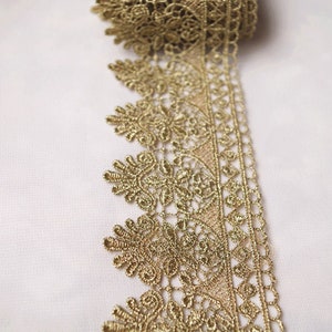 metallic gold Lace trim, 6 cm wide French embroidery lace trimming for bridal dress costume dress sewing accessories